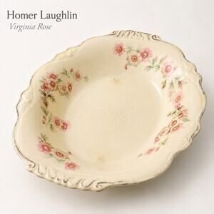 Vintage Homer Laughlin Virginia Rose 9.5" Oval Serving Bowl Pink Floral